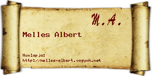 Melles Albert névjegykártya